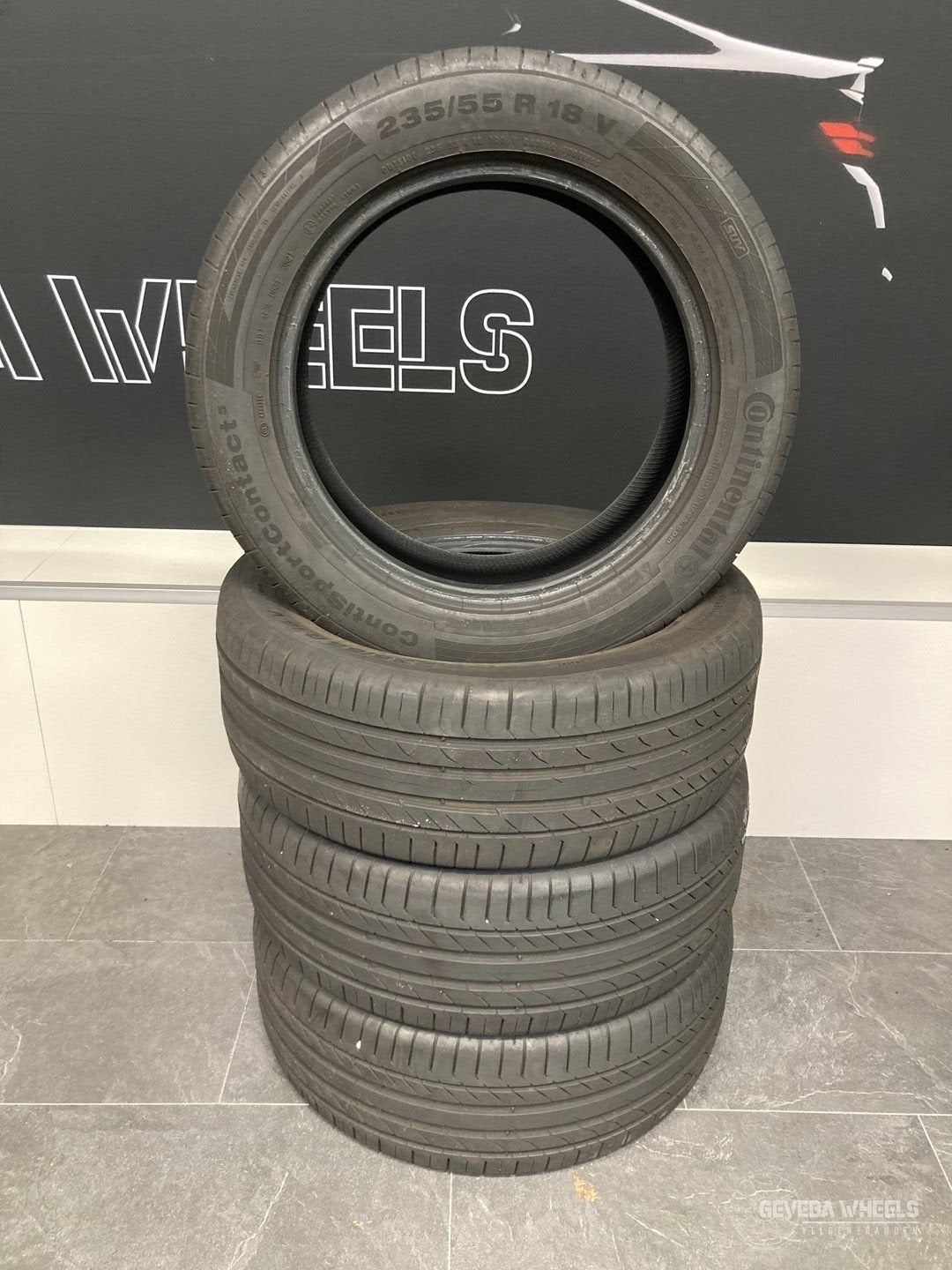 4x 235/55/18 100V Continental Contisportcontact5 zomerbanden, 18 inch, Gebruikt, -, -