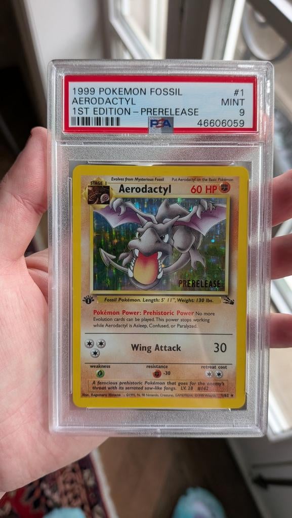 Aerodactyl 1/62 1st edition pre release PSA 9 Pokemon Fossil, Enlèvement ou Envoi, Comme neuf, Cartes en vrac, Foil