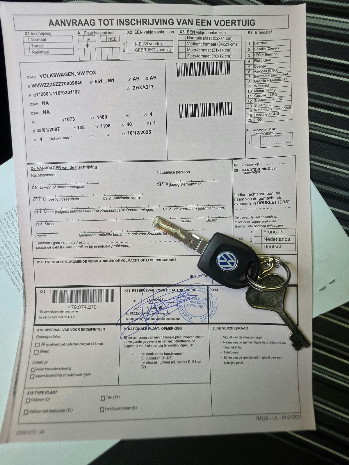 Volkswagen Fox 1.2 Benzine – 2007 Gekeurd !, Auto's, Voorwielaandrijving, 4 zetels, Stof, Zwart
