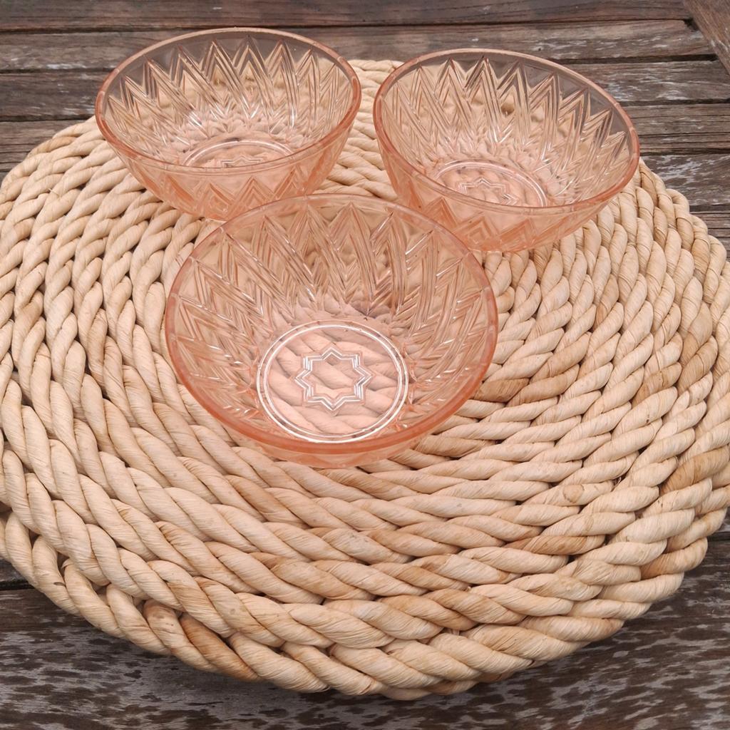 Plats en verre rose vintage Art Déco (3 pièces), Enlèvement ou Envoi, Verre