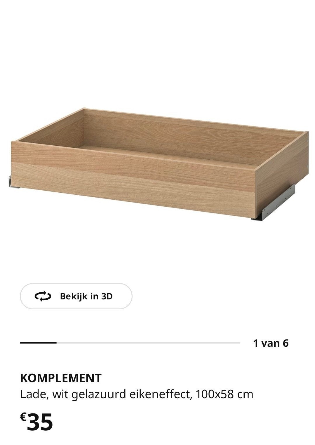 NIEUW Komplement kast lade 100x58 PAX Ikea, Nieuw, Minder dan 100 cm, Met lade(s), Overige houtsoorten