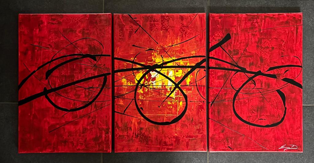 drieluik abstract schilderij, Ophalen of Verzenden