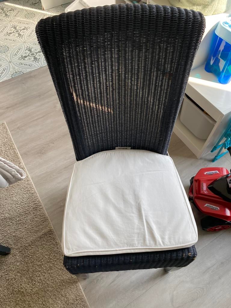 4x bristol sloelen, Huis en Inrichting, Stoelen, Ophalen, Gebruikt, Blauw, Riet of Rotan