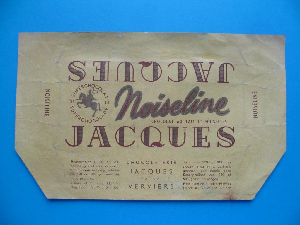 Chocolade Jacques chocolat emballage omslagen wikkels 1940, Verzamelen, Ophalen of Verzenden, Gebruikt, Verpakking