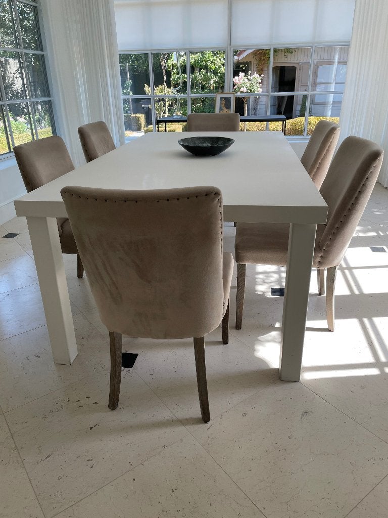 Tafel en stoelen, 100 tot 150 cm, 200 cm of meer, Zo goed als nieuw, Vijf personen of meer