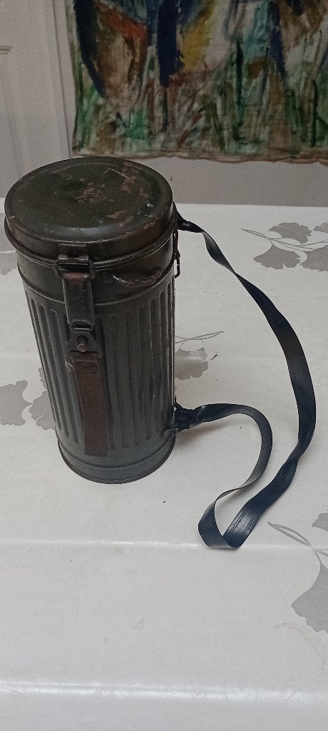 Boîtier métallique masque à gaz allemand WW2 - 1940, Collections, Enlèvement ou Envoi, Autres, Autres types