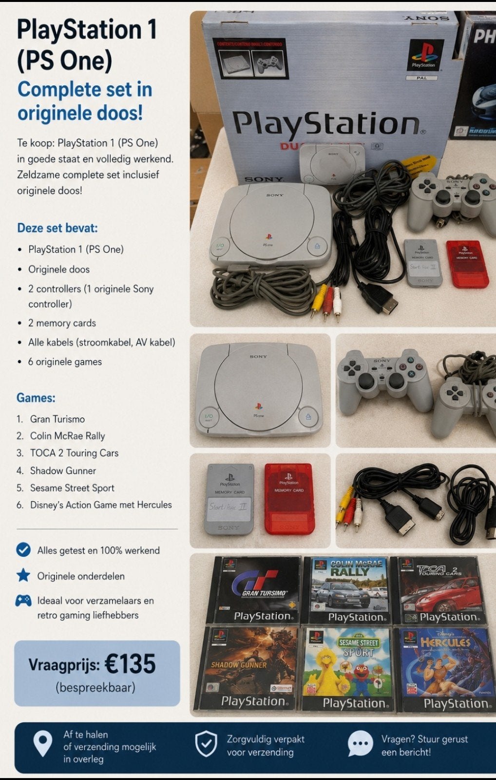 Playstation 1 met spelletjes en toebehoren, Games en Spelcomputers, Spelcomputers | Sony PlayStation 2, Ophalen