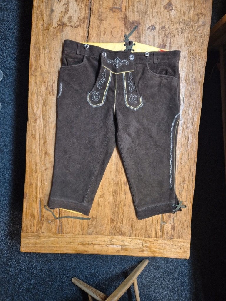 Heren lederhosen maat 58, Enlèvement ou Envoi, Taille 56/58 (XL), Comme neuf, Brun