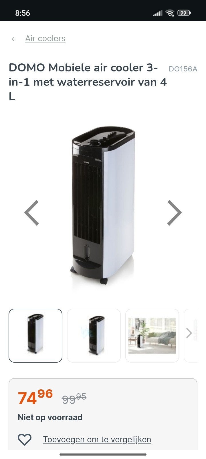 DOMO 156 AIR COOLER MET KOELELEMENTEN. NIEUWE ZONDER DOOS, Enlèvement