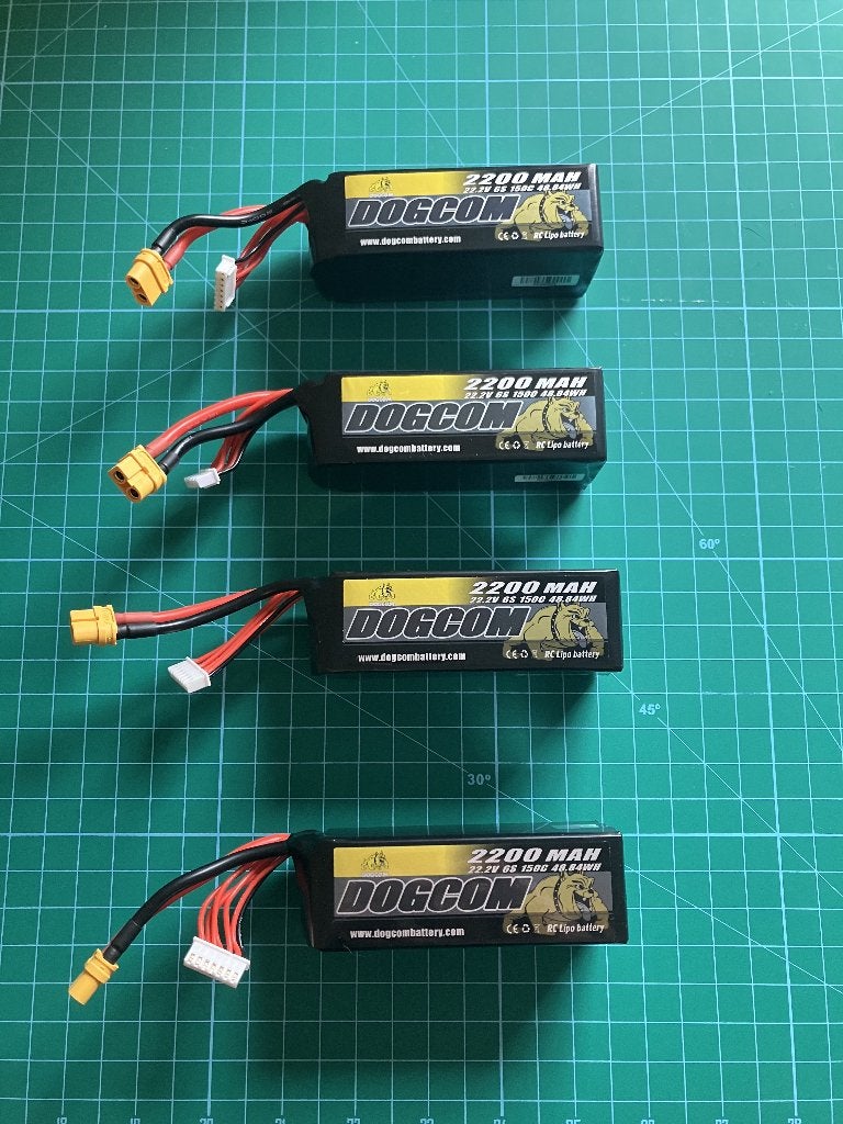 Set van vier Dogcom 6S 2200mAh 150C lipo's, Ophalen of Verzenden