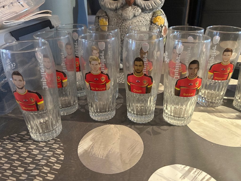 Voet bal glazen, Verzamelen, Glas en Drinkglazen, Ophalen, Gebruikt, Bierglas