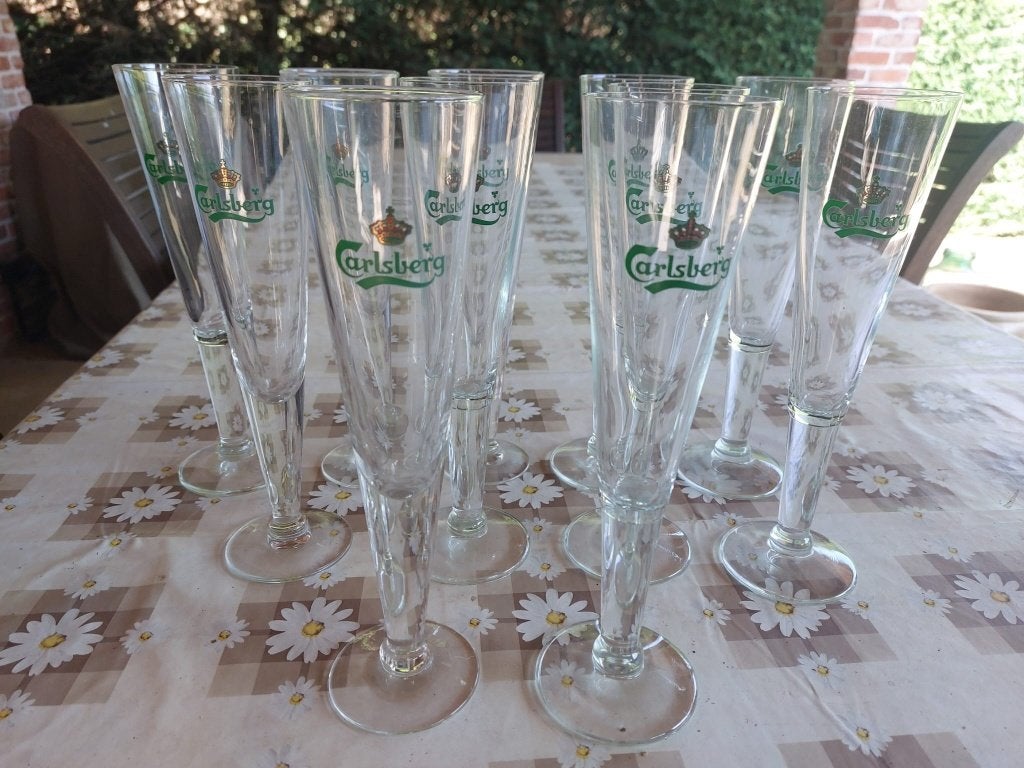 Vintage bierglazen Carlsberg 0,2 liter, Ophalen of Verzenden, Zo goed als nieuw, Glas of Glazen, Overige merken