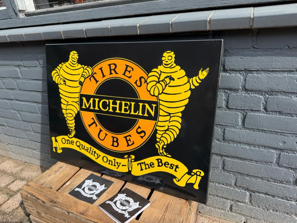 MICHELIN emaille reclamebord, Verzamelen, Ophalen, Gebruikt, Reclamebord