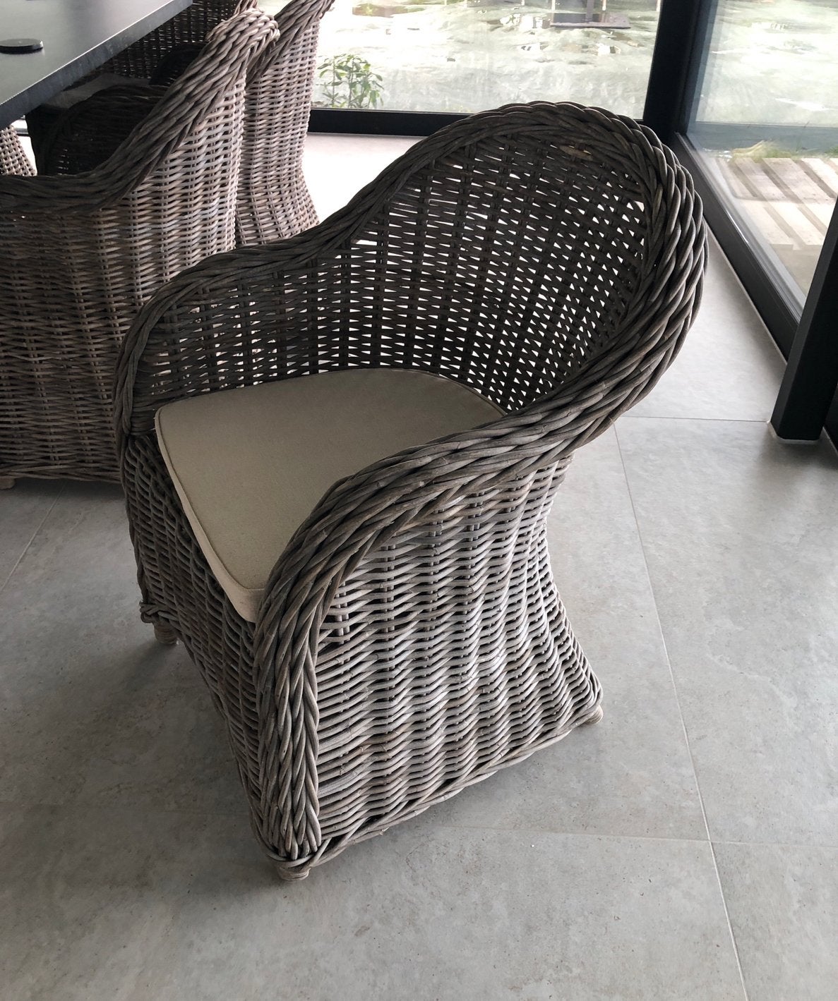 6 Rotan rieten lounge of eetkamer stoelen, Ophalen, Overige kleuren, Riet of Rotan, Zo goed als nieuw