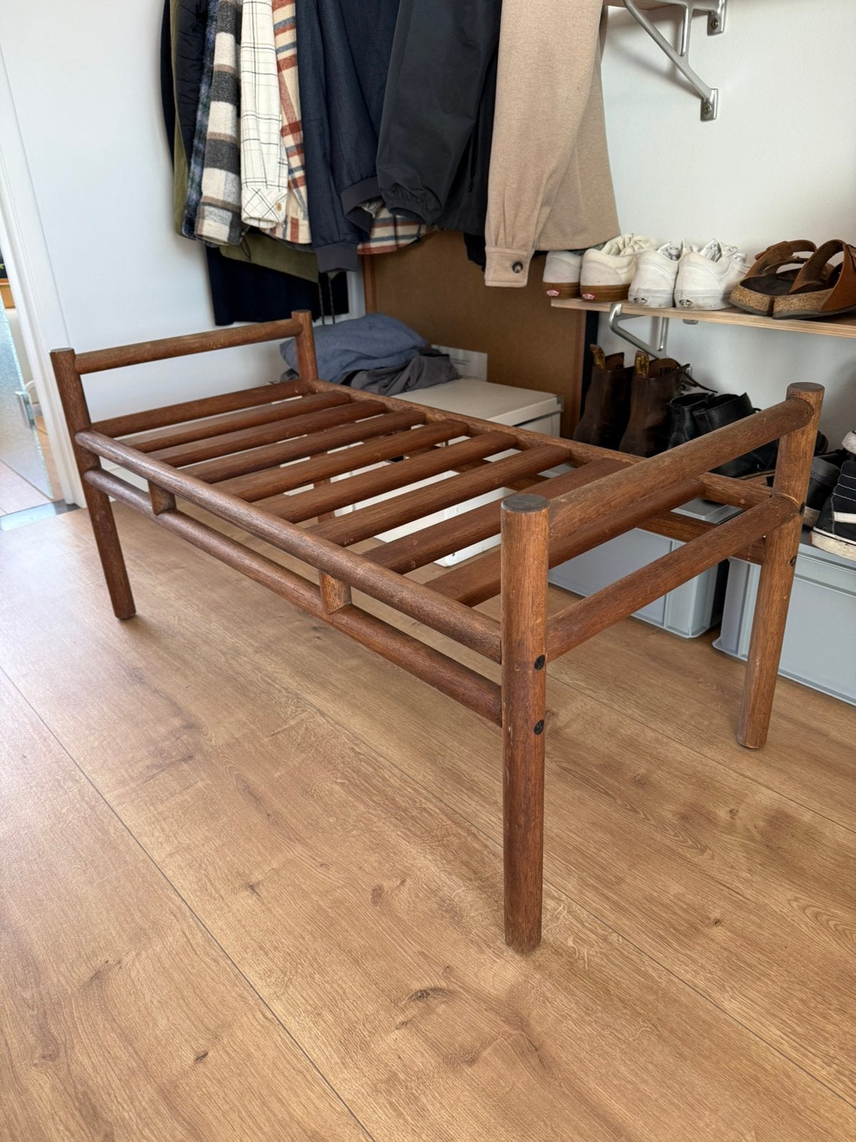 Houten bankje, 100 à 125 cm, Scandinavisch, Comme neuf, Enlèvement