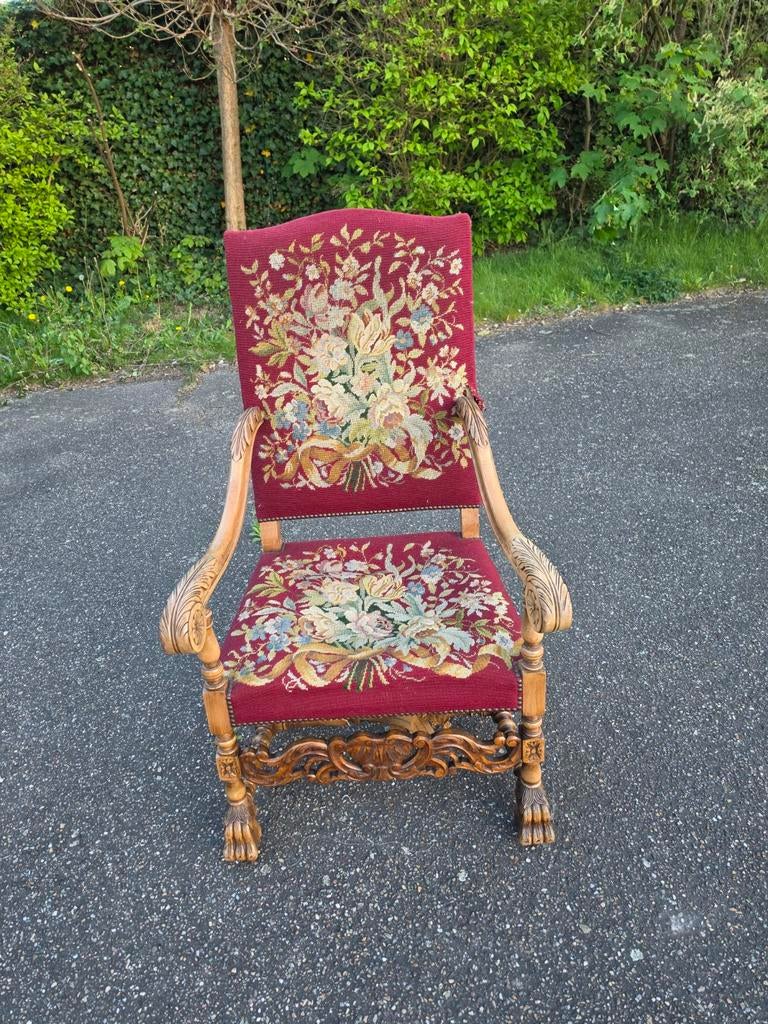 Klassieke Franse Armstoel Bordeauxrood Decoratief Opknapper, Enlèvement