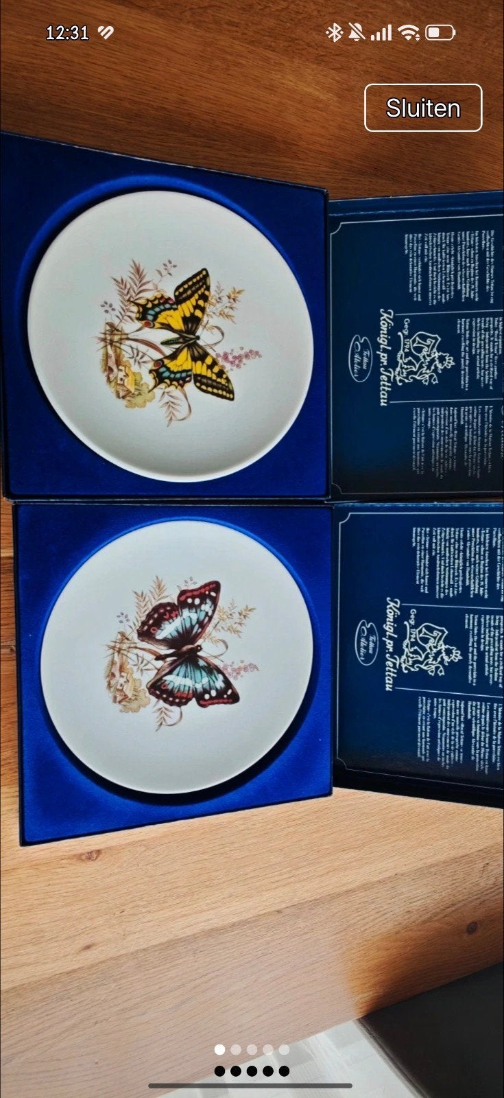 Set van 2 Vintage Porseleinen Vlinderborden – Königlich pr., Ophalen