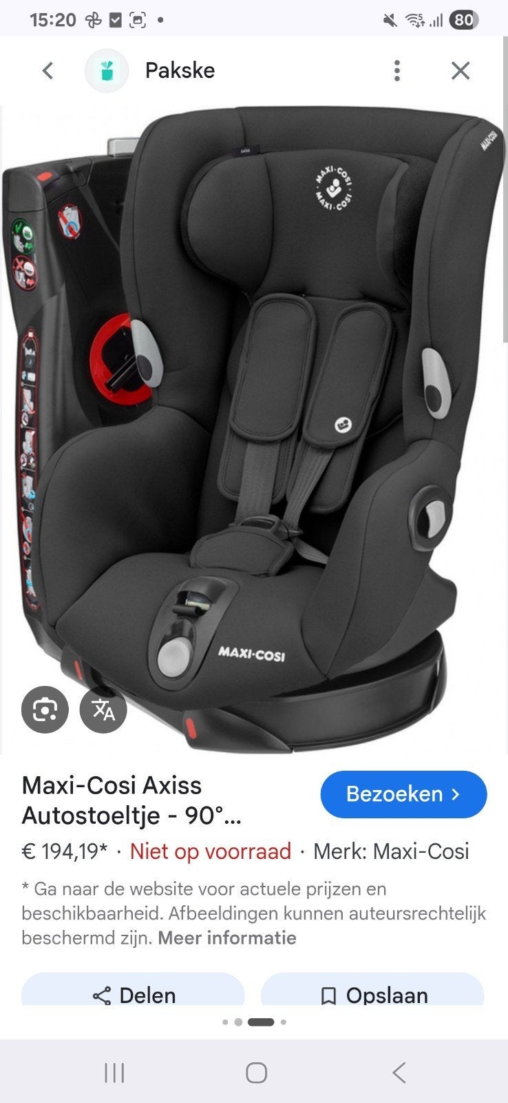 Maxi Cosi Aaxis 9-18 kilos + housse, Ceinture de sécurité, Mode veille, Enlèvement, Utilisé
