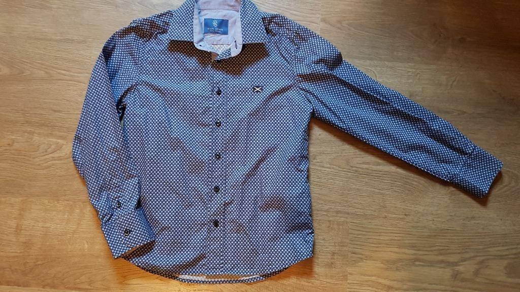 blauw hemd met motief van SCAPA maat 128, Kinderen en Baby's, Overhemd of Blouse, Ophalen of Verzenden, Zo goed als nieuw, SCAPA SPORTS.