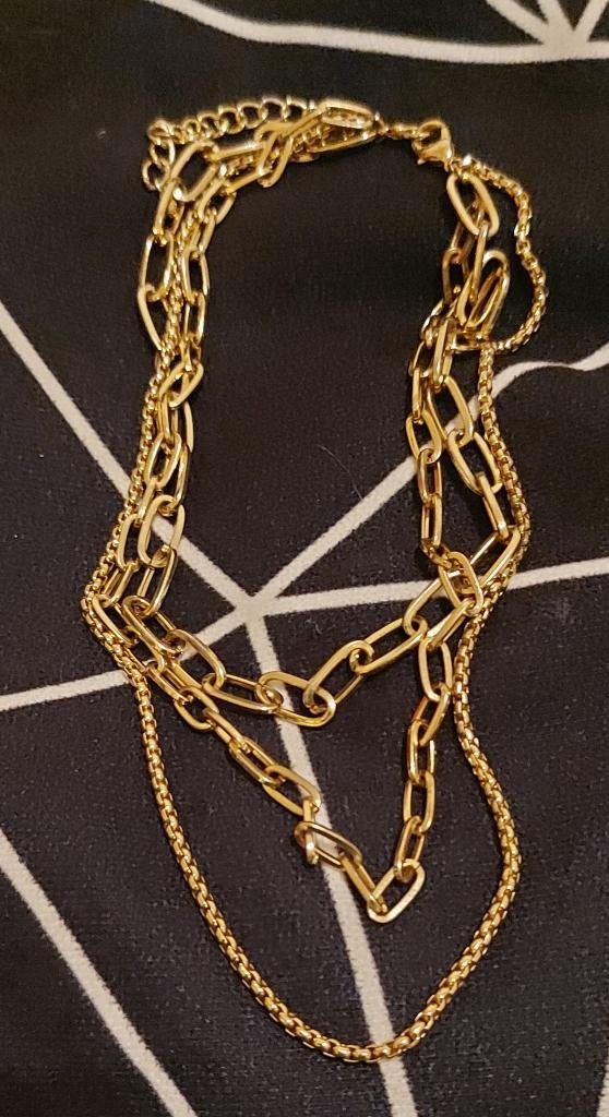 Comme neuf - Chaîne triple rang dorée, Enlèvement, Comme neuf, Or, Autres matériaux