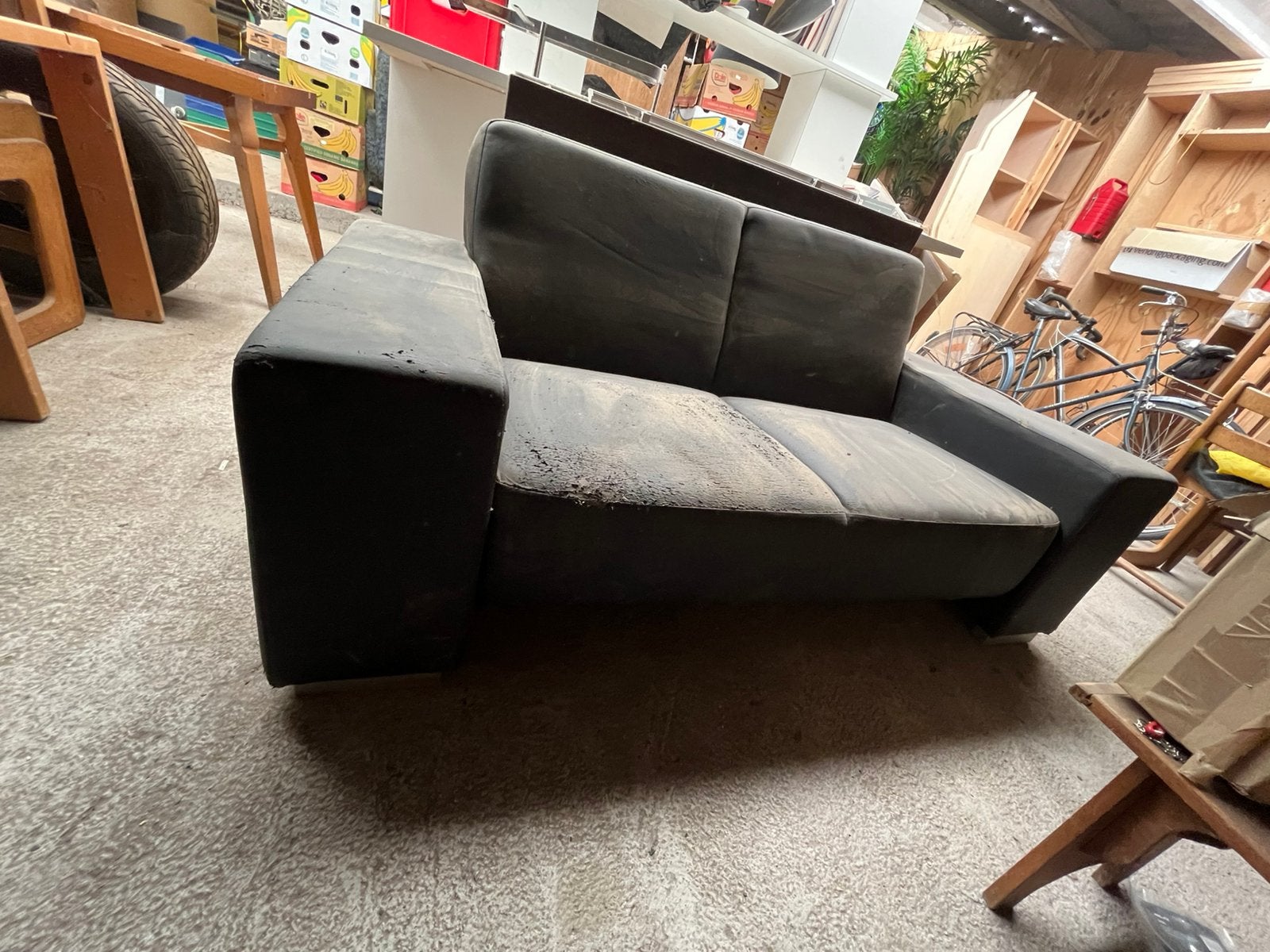 zwarte tweezit-zetel., Ophalen, Gebruikt, 150 tot 200 cm, Tweepersoons