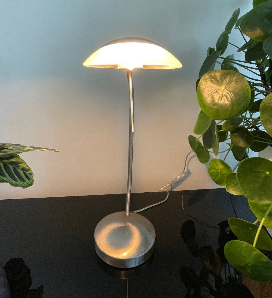 Lampe halogénure, à intensité variable, à commande tactile., Maison & Meubles, Lampes | Lampes de table, Comme neuf, Verre, Métal