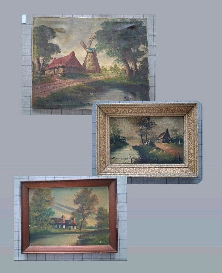 Lot de 3 anciens cadres déco, Maison & Meubles, Enlèvement, Utilisé