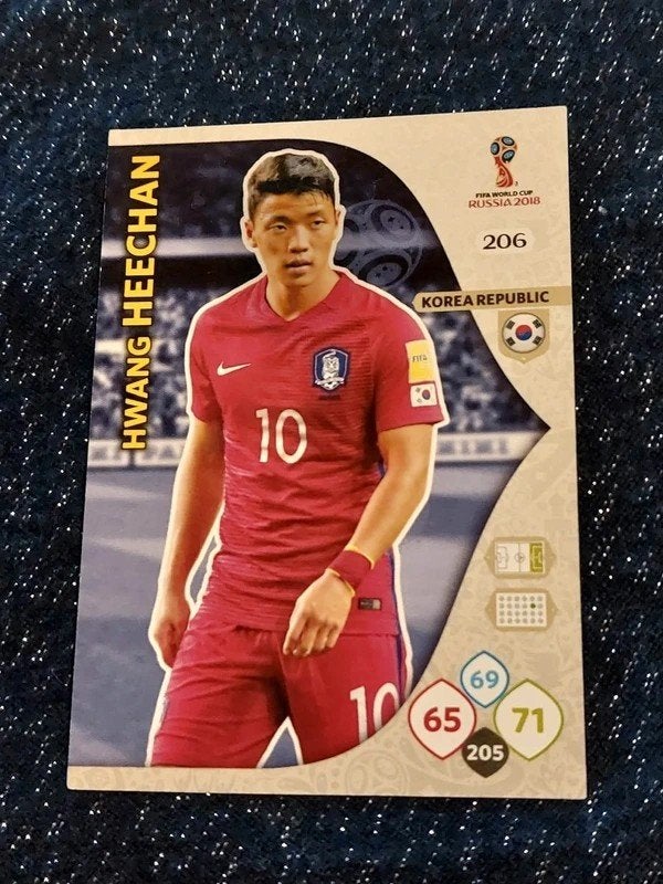 Panini / Voetbalkaart / Hwang Heechan / Zuid-Korea / WK 2018, Enlèvement ou Envoi, Comme neuf, Affiche, Image ou Autocollant