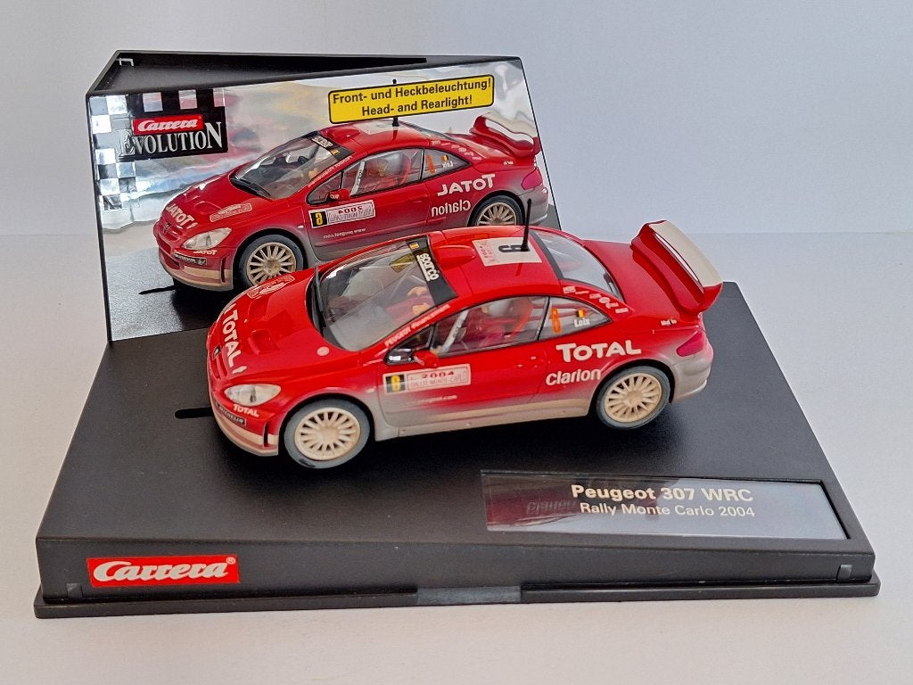 CARRERA EVOLUTION 2 X PEUGEOT MET LICHT NIEUW IN DOOS, Racebaan, Carrera, Nieuw, Ophalen of Verzenden
