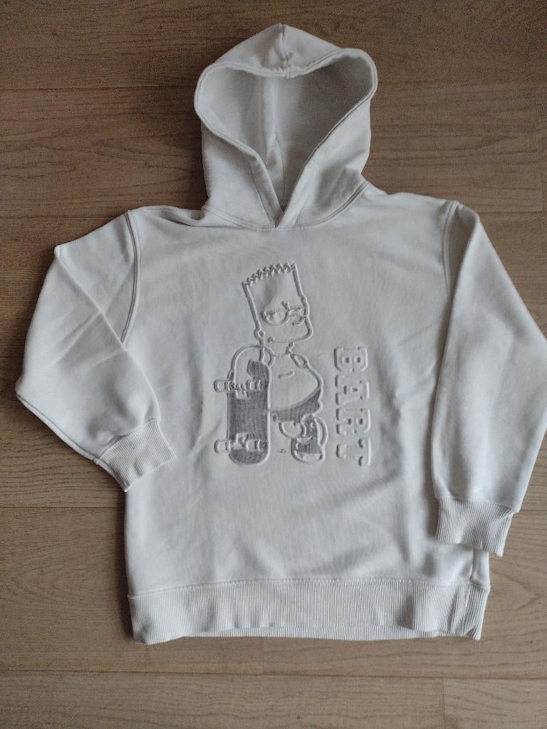 Witte sweater met kap - Maat 134 - Bart Simpson, Kinderen en Baby's, Ophalen, Gebruikt, Jongen of Meisje, Trui of Vest