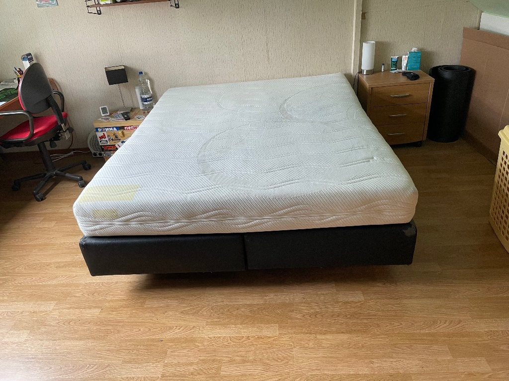 Gratis Boxspring, Huis en Inrichting, Ophalen, Gebruikt, Bruin, Tweepersoons