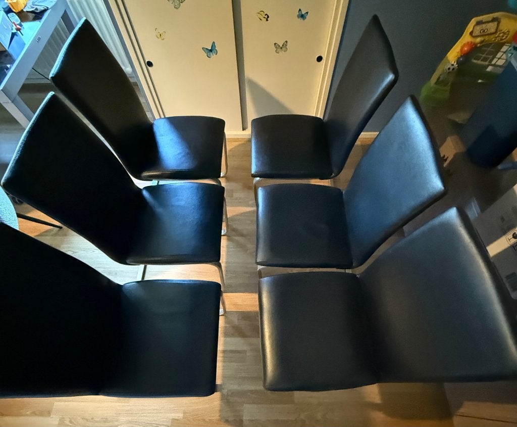 6 stevige, mooie stijlvolle eetkamerstoelen - perfecte staat, Huis en Inrichting, Stoelen, Ophalen, Zwart, Zo goed als nieuw, Modern