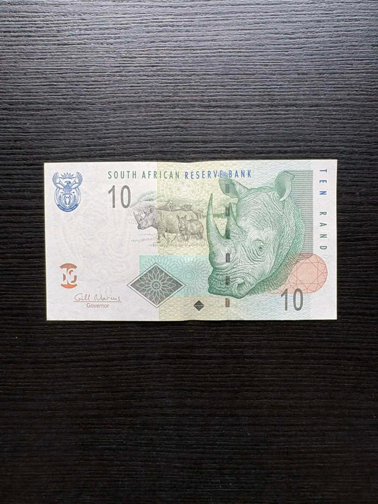 Billet 10 Rand d’Afrique du Sud  – Rhinocéros, Timbres & Monnaies, Billets de banque | Afrique, Enlèvement ou Envoi, Afrique du Sud