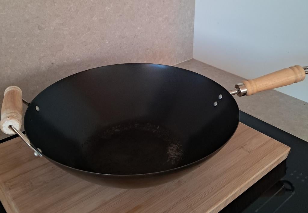 Wokpan staal 35cm, Enlèvement, Utilisé, Autres matériaux, Wok