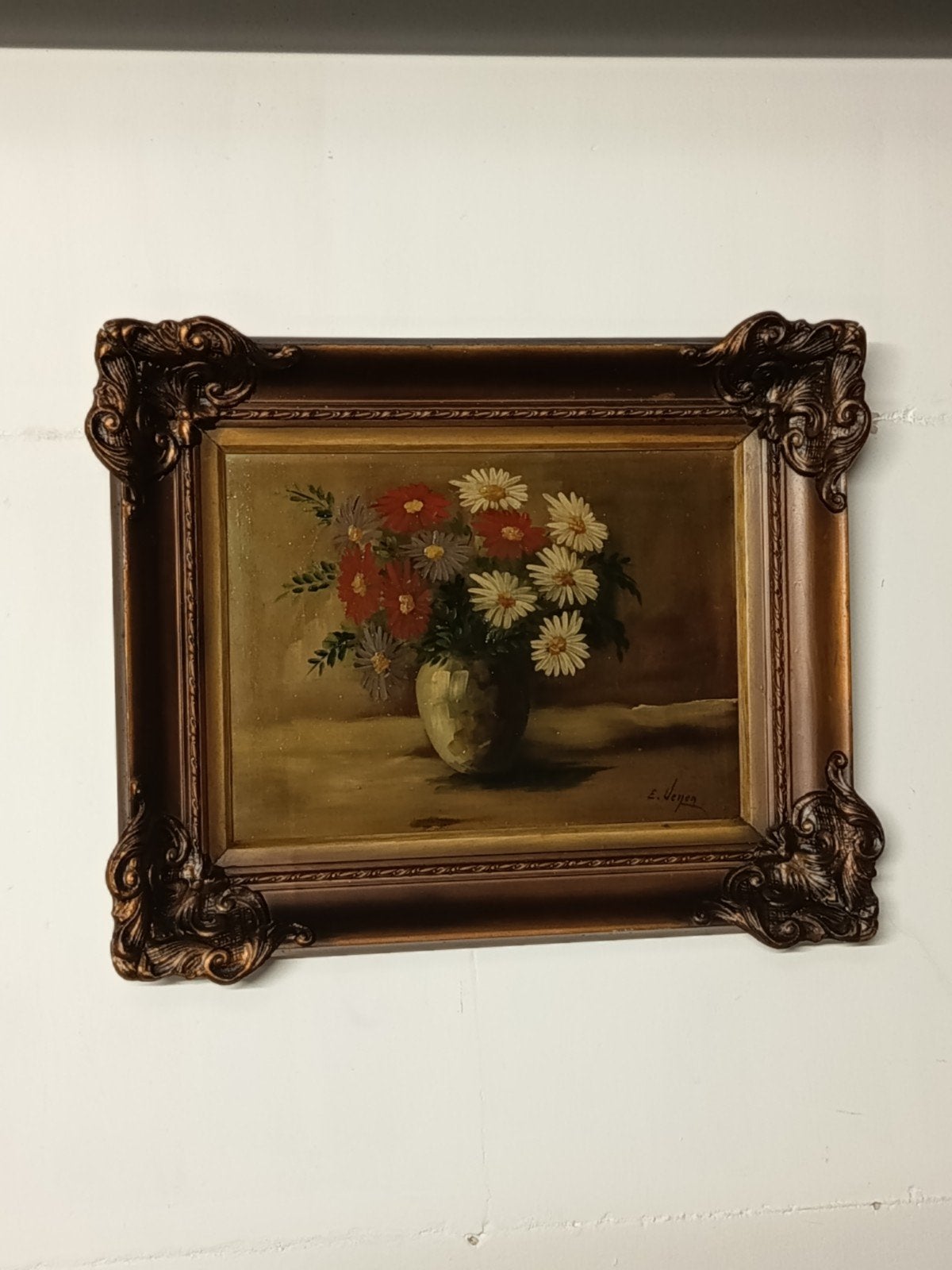 antique, Enlèvement, Peinture à l'huile, Fleurs, Toile