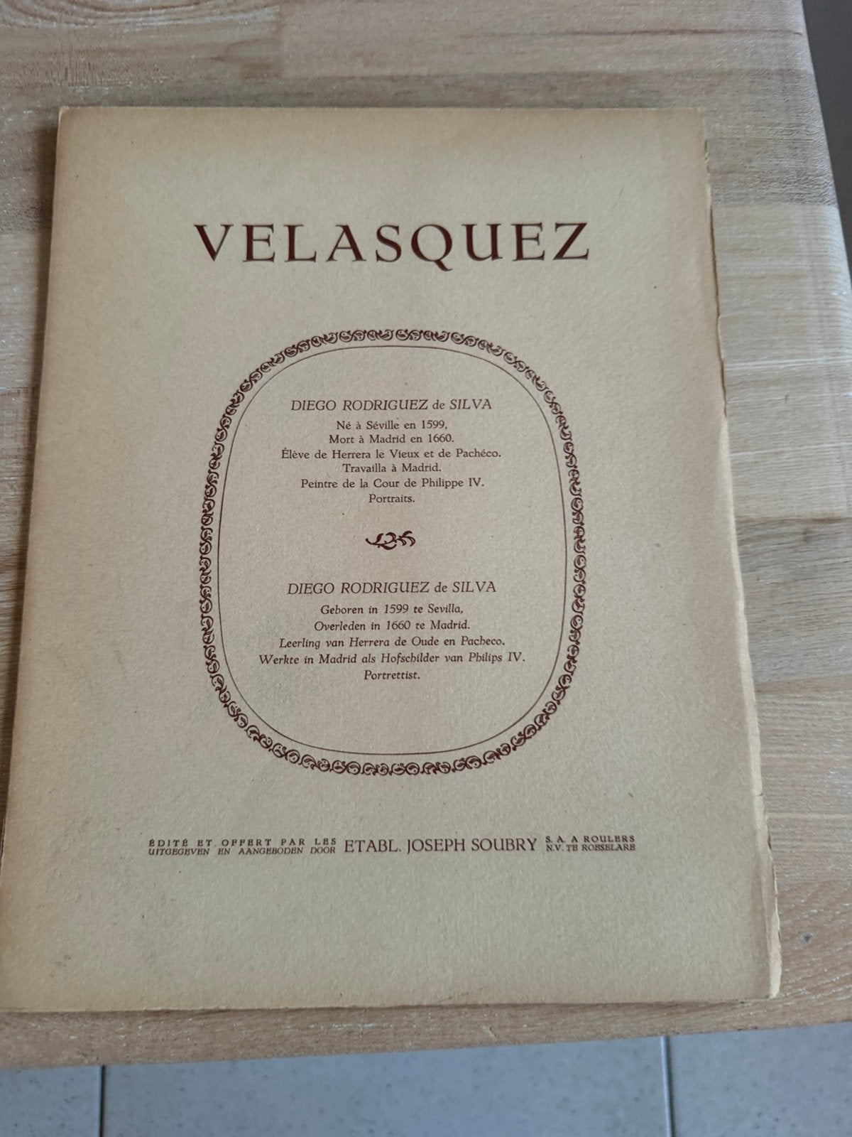 Velasquez/d'art vintage n 5/4 reproductions complètes, Enlèvement, Vintage