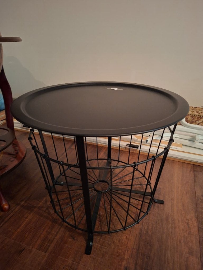 Salontafel / Opbergtafel - Zwart (Ikea GUALOV), Huis en Inrichting, Ophalen, Gebruikt, Rond, 50 tot 100 cm