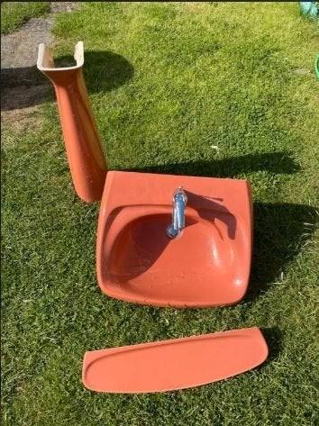 vintage wastafel lavabo carneool Villeroy Boch  1971, Ophalen, Huis en Inrichting