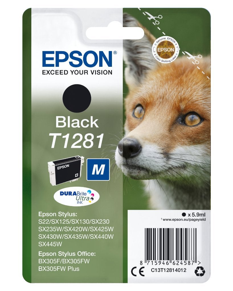 4 x Epson T1281 inktcartridge zwart, Ophalen of Verzenden, Nieuw, Cartridge, Epson
