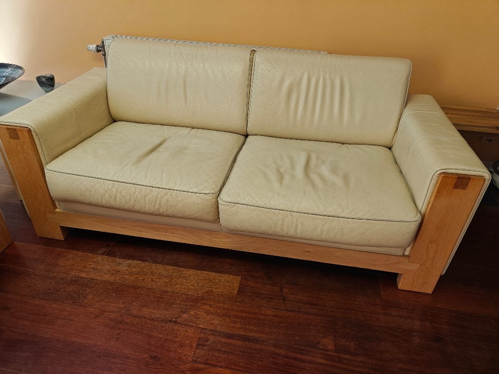 Grands Canapés beige, Maison & Meubles, 200 à 250 cm, Banc droit, Enlèvement, Utilisé