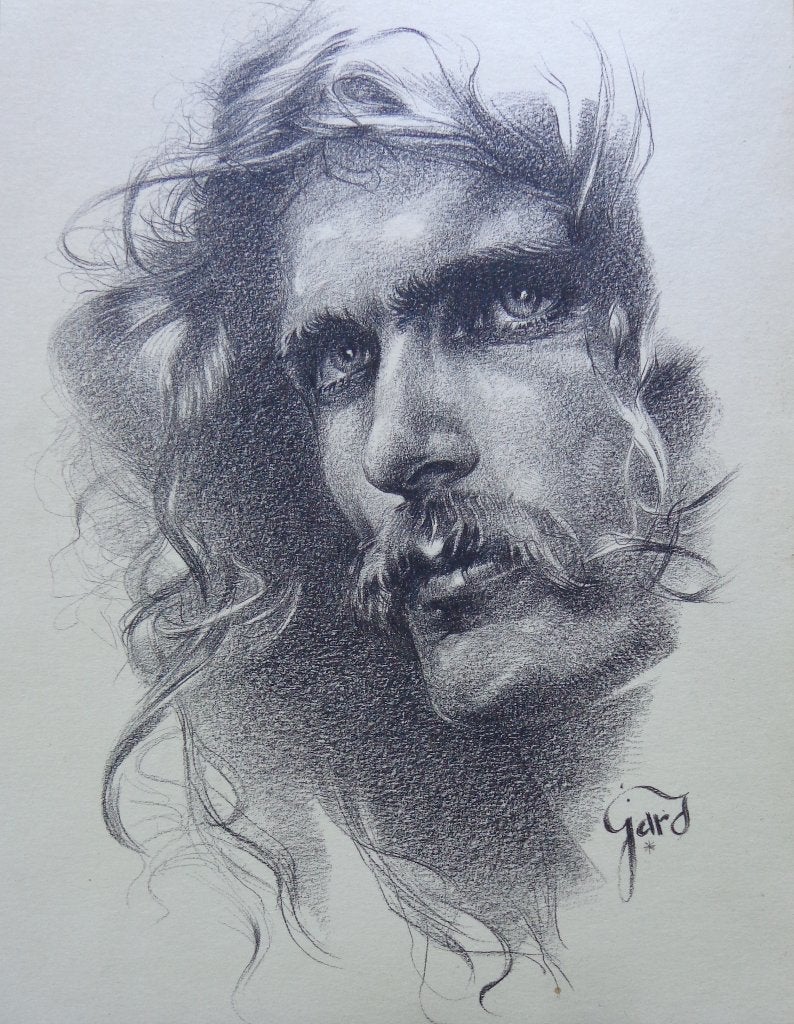 GARD VAN MECHELEN / MANNENPOTRET / ORIGINEEL WERK / 40x30cm, Enlèvement ou Envoi