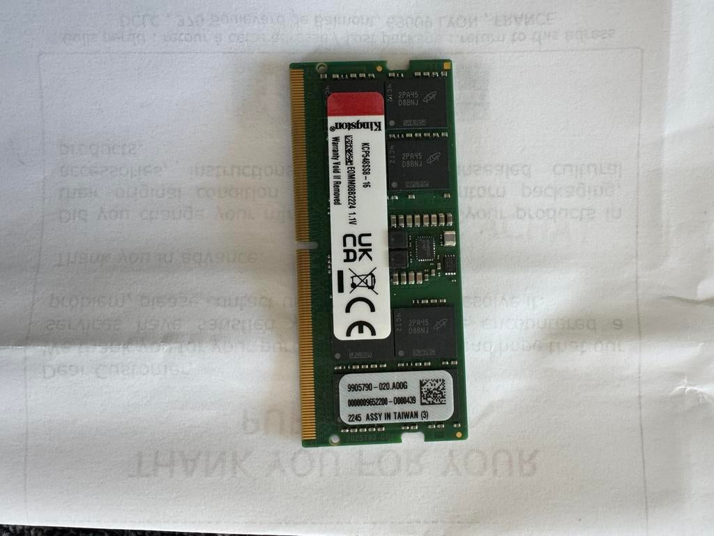 Kingston SO-DIMM DDR5 16 Go, Computers en Software, RAM geheugen, Ophalen of Verzenden, Zo goed als nieuw, DDR5, Laptop