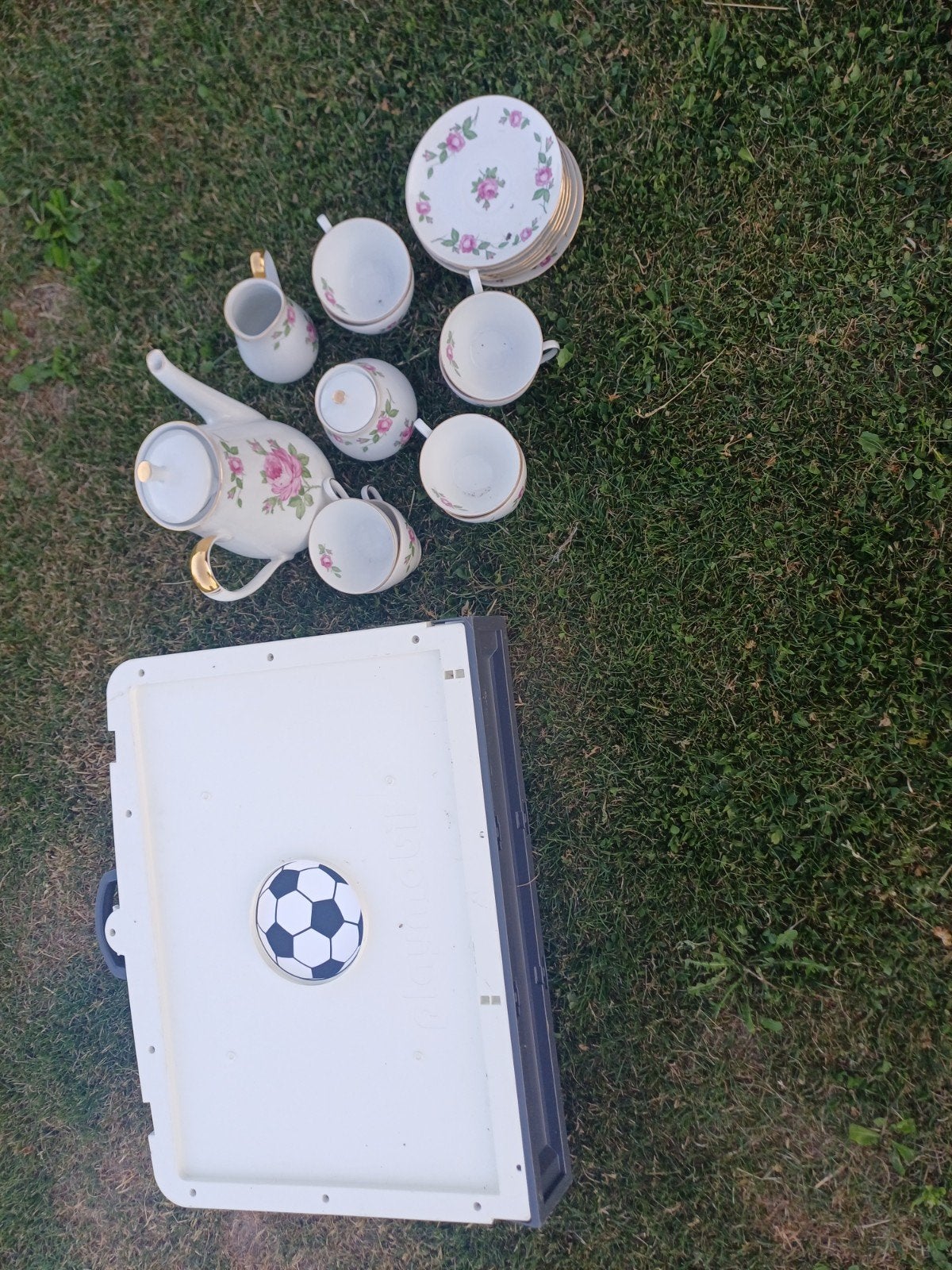 service à café et terrain de football avec joueurs Playmobil, Enlèvement