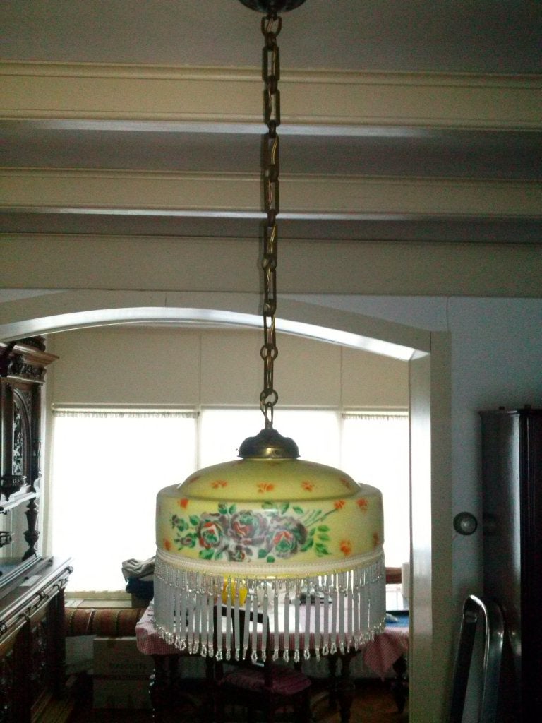 3 Antiek Beschilderde Hanglampen, Ophalen of Verzenden