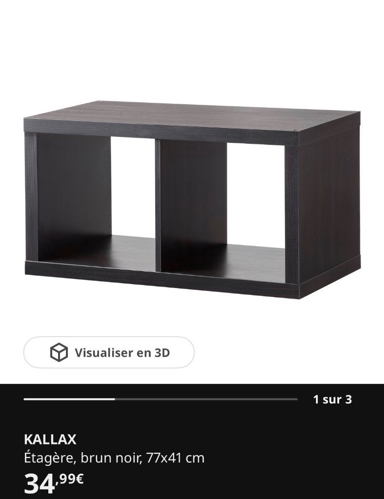 Kallax 2x1 noir, Enlèvement, Comme neuf
