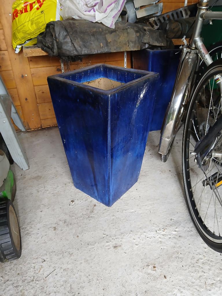Bloempot blauw 35x35x60cm, Tuin en Terras, Ophalen, Gebruikt