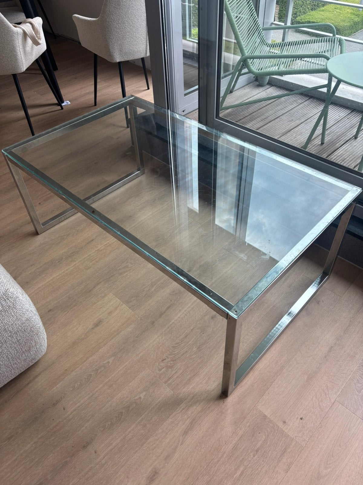 Glazen salontafel, Ophalen, Gebruikt, 100 tot 150 cm, 50 tot 100 cm