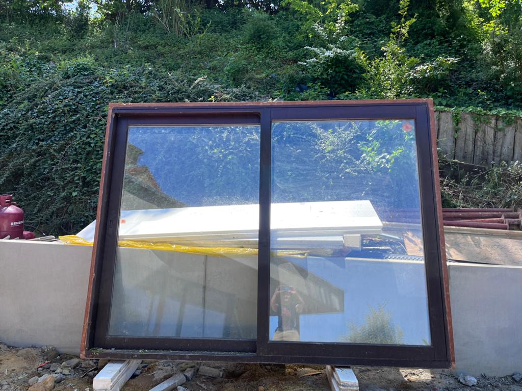Chassis en bois, Baie vitrée coulissante, Enlèvement, Utilisé, Vitre comprise