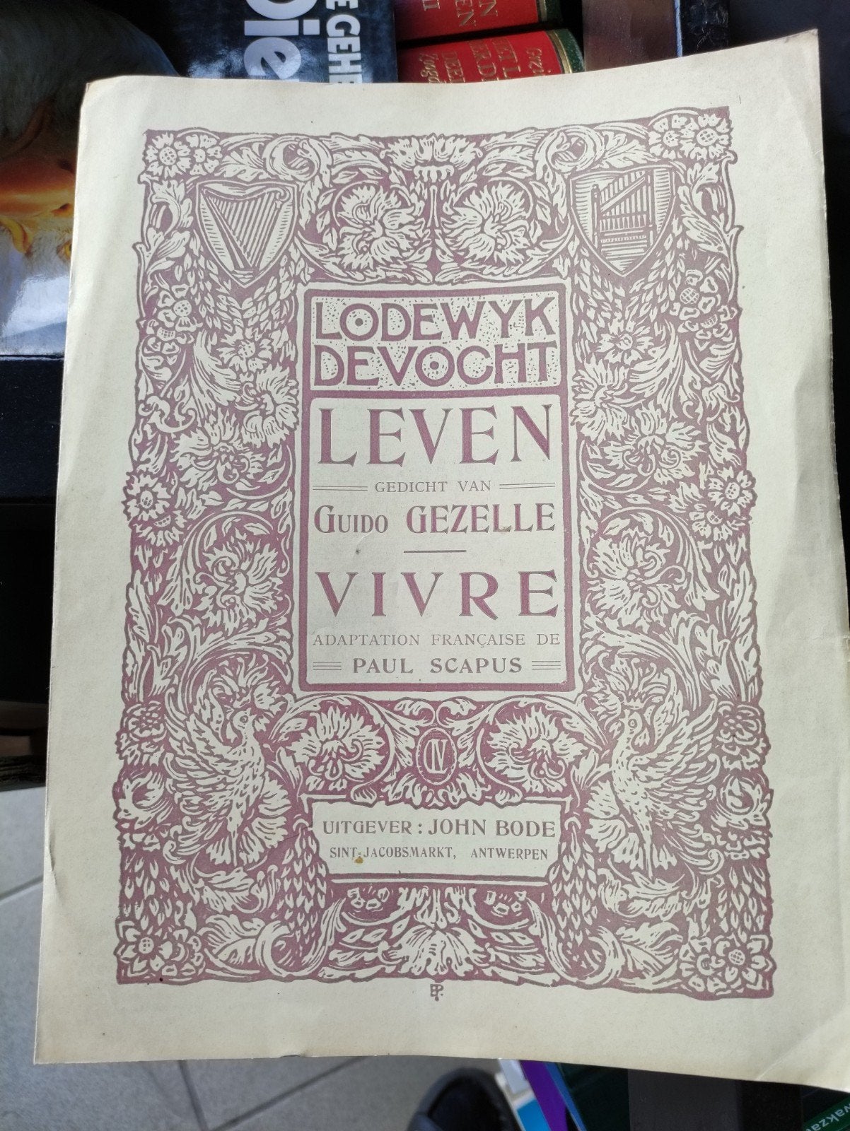 VIVRE /LEVEN - Muziek partituur op gedicht van GUIDO GEZELLE, Ophalen of Verzenden