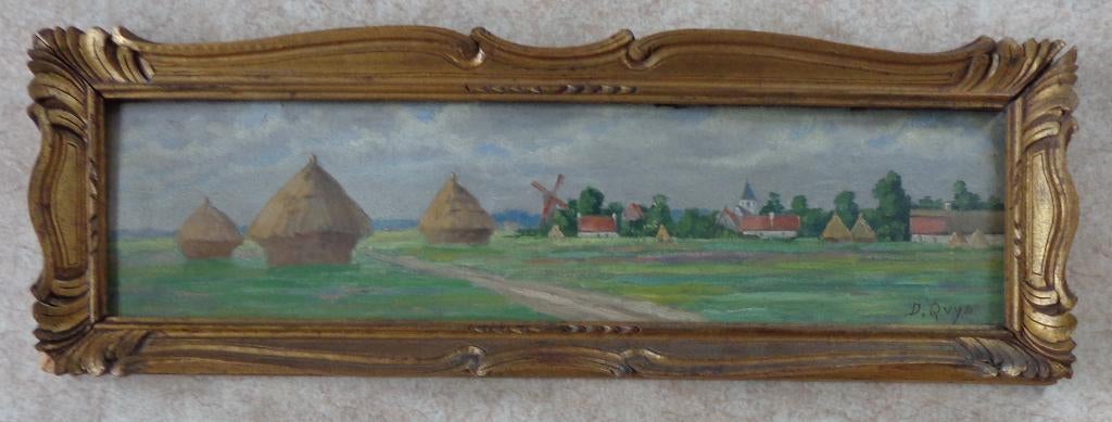D. QUYO / VUE PRISE A AUVERGEM / OLIEVERF / 21x65cm / KADER, Enlèvement ou Envoi